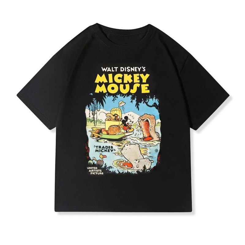

Disney Mickey Mouse Boy Girl Family Parent-Child Summer T-Shirt Casual Comfort Sports Retro Cartoon Animated Short Sleeves Top
