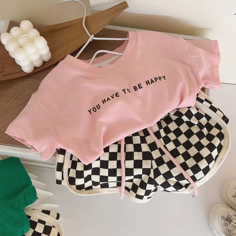 2024 New Korean Fashion Sports Chic Children's Sets Contrasting Colors Bright Colors Y2k Cute Kawaii Street Hipster Clothes Top