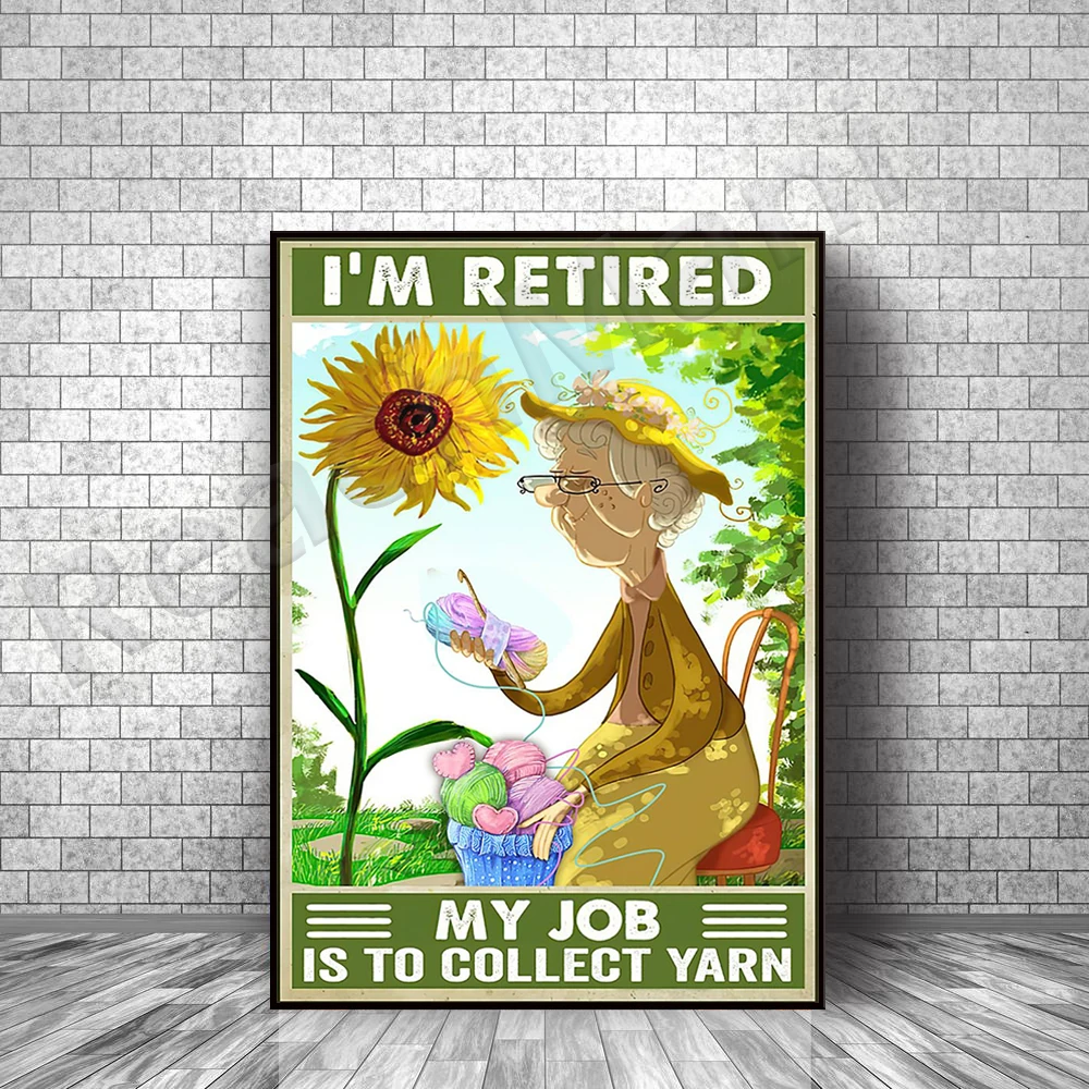 

Crochet my job is to collect vertical lines poster decoration canvas print exclusive gift