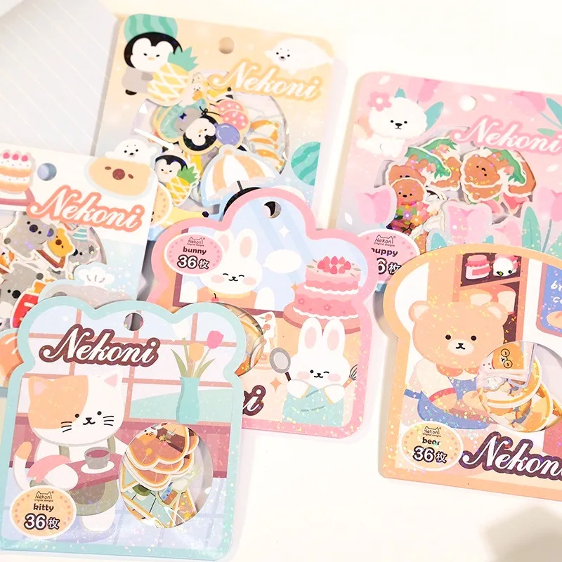 Sevimli Koala Yavru Tavşan Lazer Etiket Önemsiz Dergisi Hobi DIY Zanaat Malzemeleri Scrapbooking Malzeme Kırtasiye dekoratif sticker