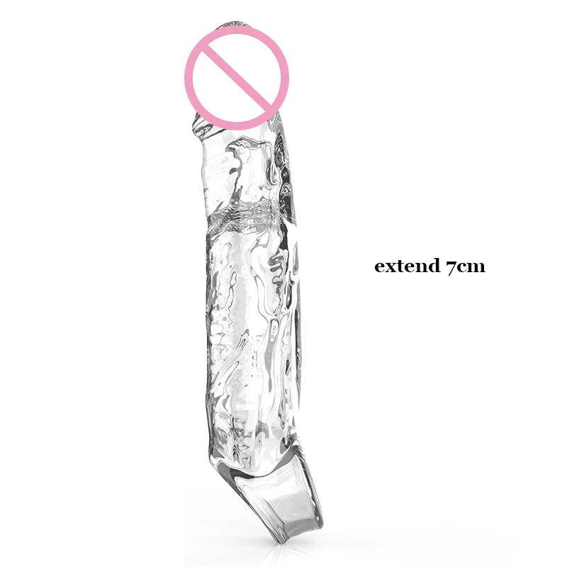 Transparent Penis Extend Sleeve Reusable Condoms Dildo Enhancer Delay Ejaculation Cock Rings Nozzle Sex Toys for Men