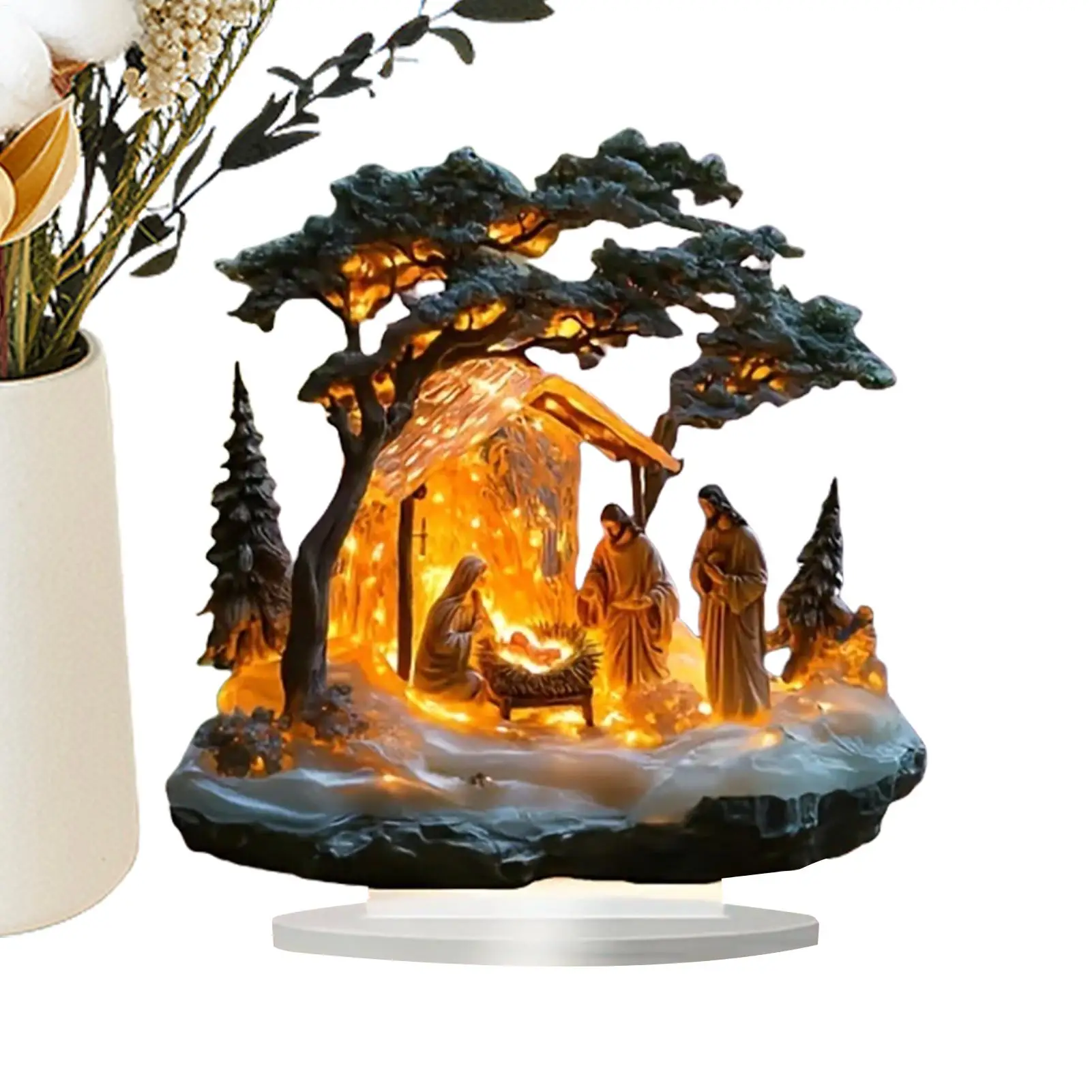 2D الإبداعية يسوع مهرجان المشهد تمثال أكريليك مشهد الميلاد المسيحية ديكورات المنزل سطح المكتب زخرفة هدية احتفالية