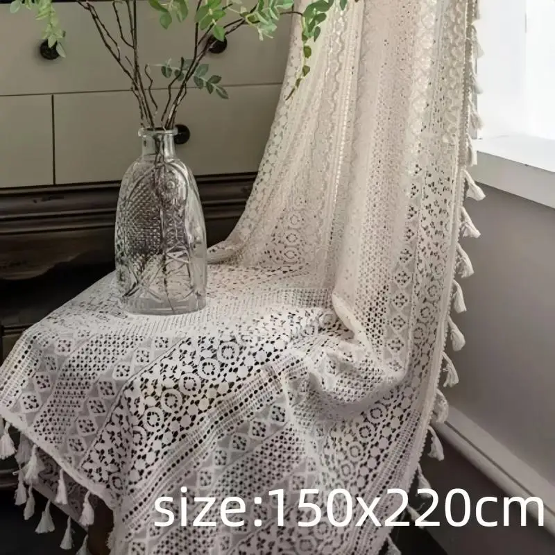 Französischer Tüll-Spitzenvorhang mit geometrischen Streifen, gestrickter lichtfilternder Vorhang für Küche, Schlafzimmer und Wohnzimmerdekoration – Detail 7