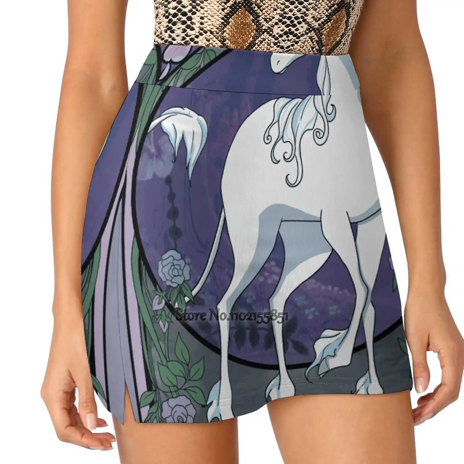 I Was Mortal Once Women Tennis Skirts Golf Badminton Pantskirt Sports Phone Pocket Skort Unicorn Art Nouveau Ladies Short Skirt