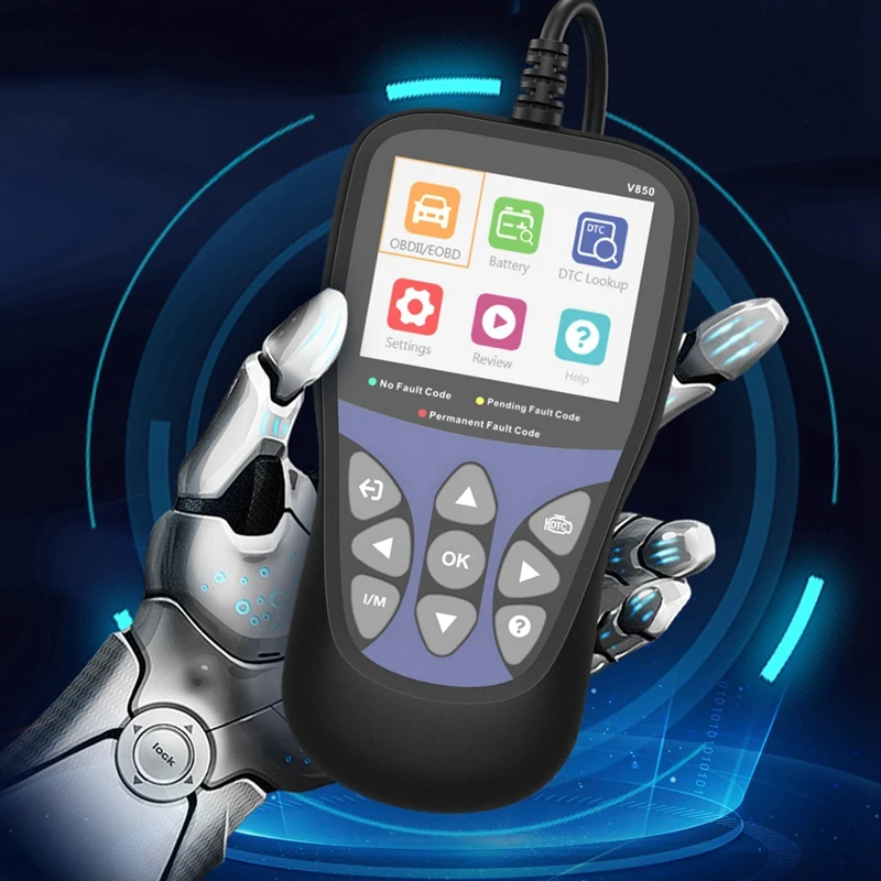 V850 Fault Code Reader Full OBD2 Function Auto Diagnostic Tool,Battery Monitor Multi-Languages