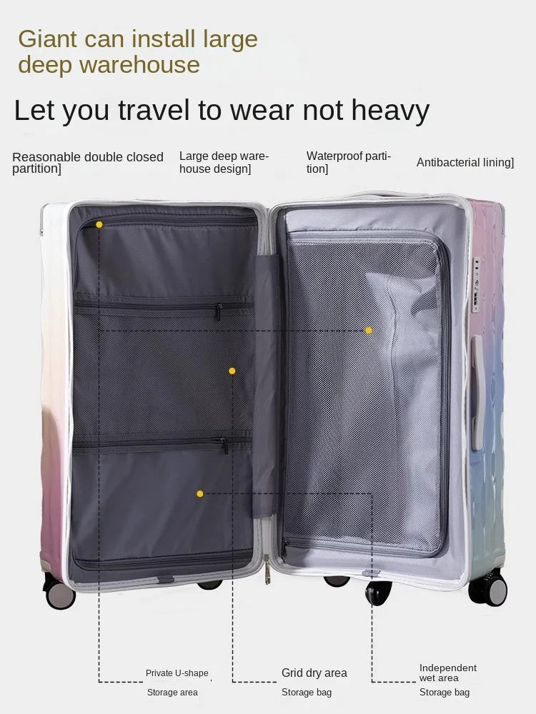 Valise de voyage à cinq roues pour hommes et femmes, bagages de grande capacité, porte-gobelet USB, 24 ", 26", 28/30 ", étui à roulettes TSA avec mot de passe, nouveau