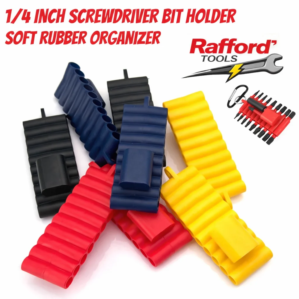 Rafford1pcs 22 Holes Screwdriver Bit Holder Soft Rubber Organizer 1/4 Inch Hex Screwdriver Head Drill Bit Stand Case Power Tools