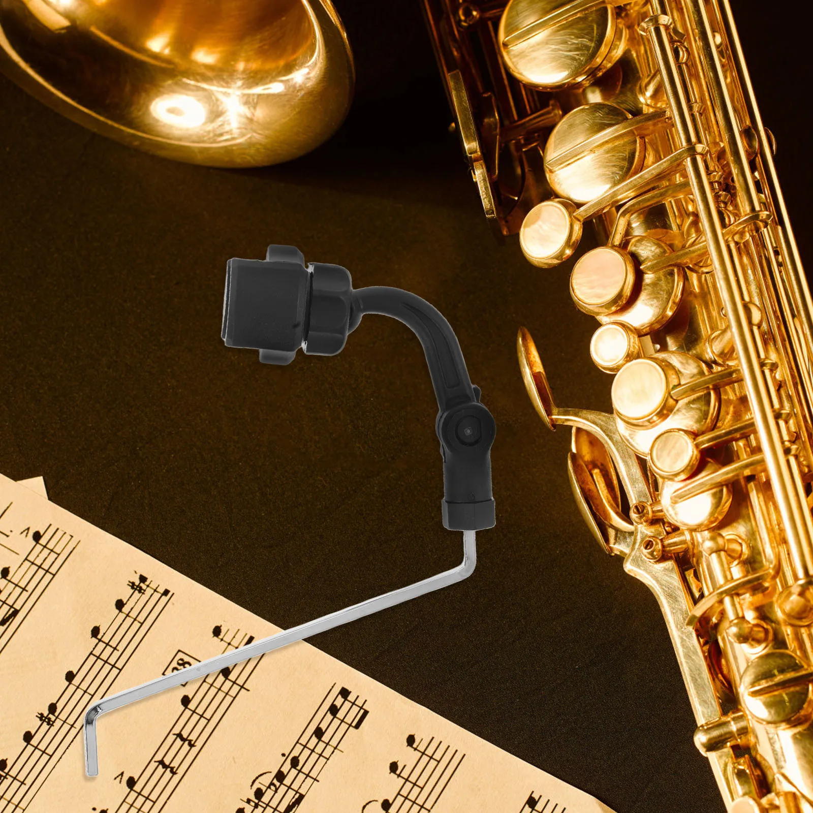 

Alto Saxophone Phone Holder Black Sax Lyre Clip Adjustable for Sheet Music Practice and Live Performance