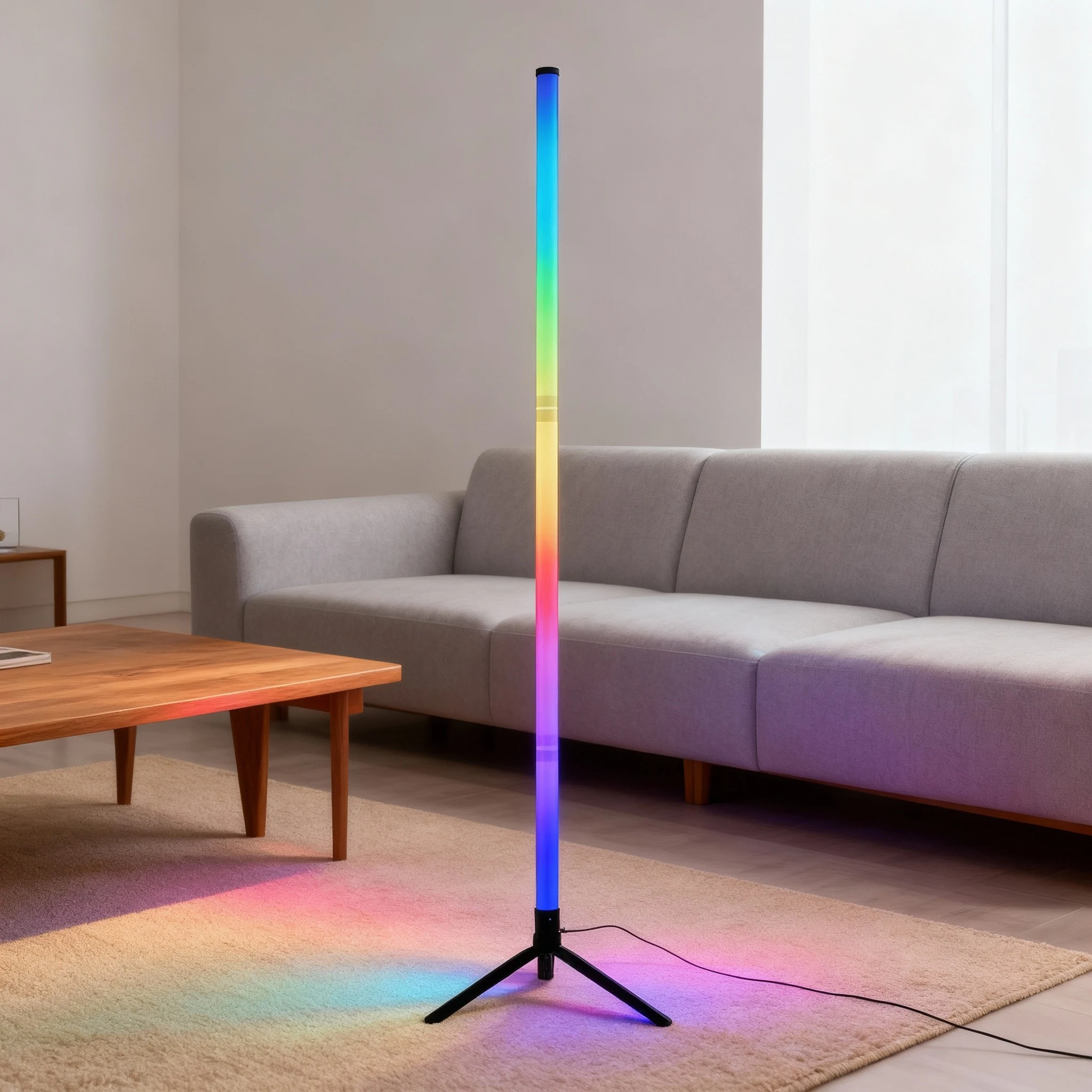 Lámpara de pie LED inteligente con control remoto RGB y control por aplicación, sincronización musical, iluminación de e