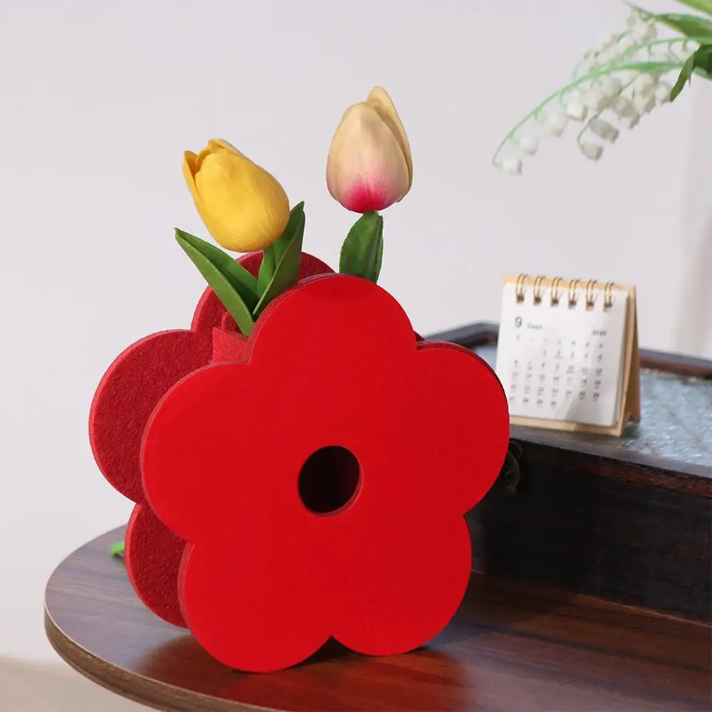 Good Fortune Wedding Red Flower Vase Good Luck Best Wishes Flower Arrangement Vase Blessings Flower Pot Basket Wedding Supplies