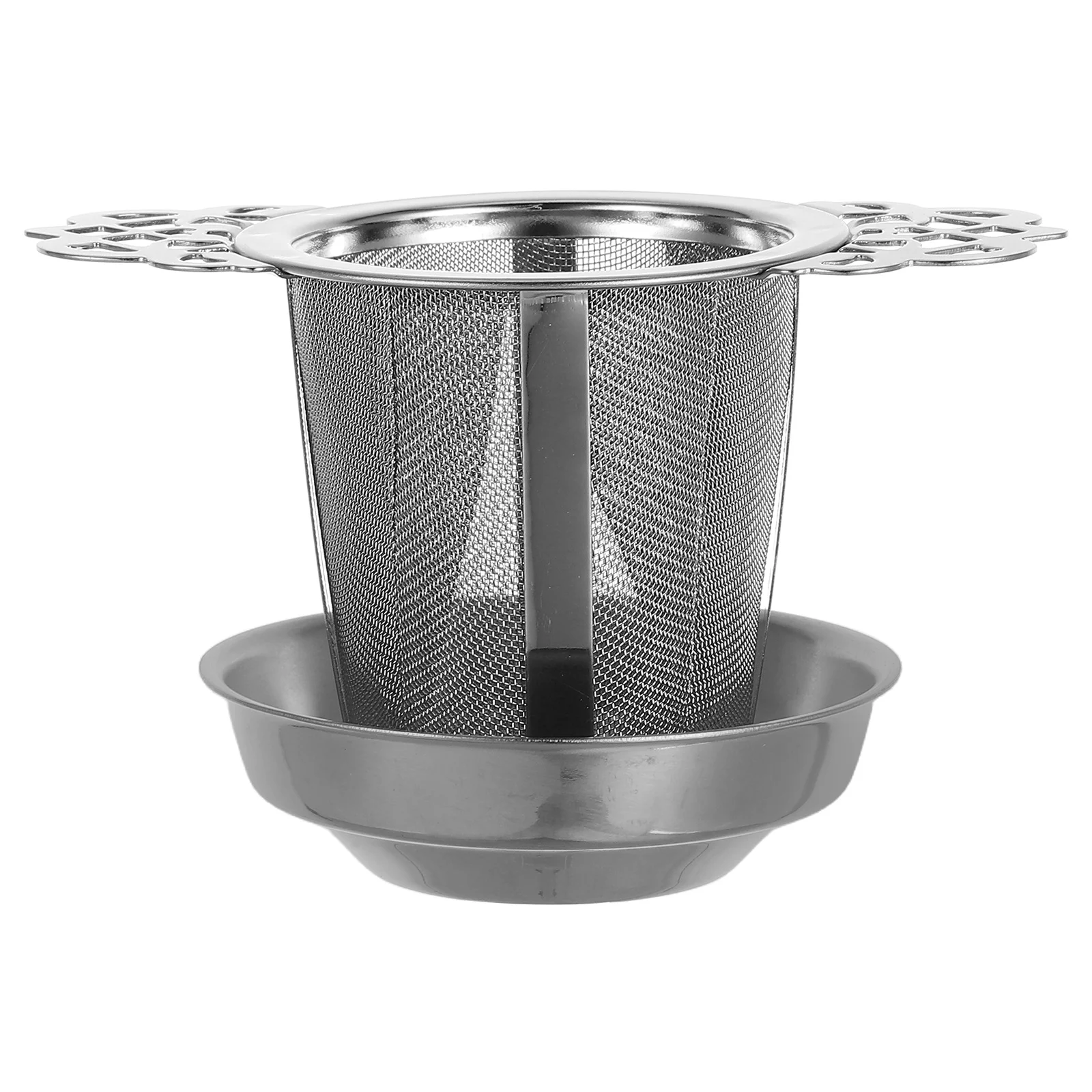

1Set Stainless Steel Tea Infuser Double Handle Fine Mesh Strainer Portable Loose Leaf Tea Filtering Tray Teapot Infuser
