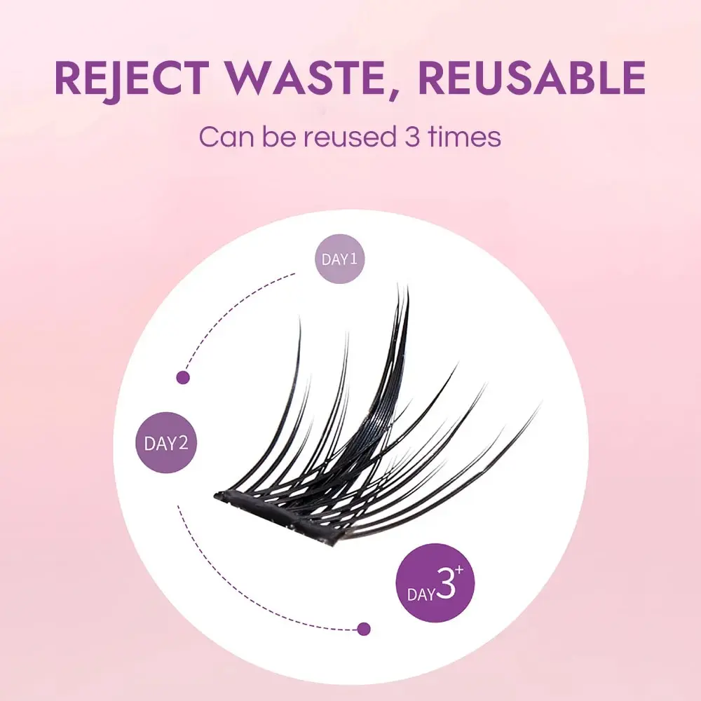 New EYELASH No Glue Needed Self Adhesive Cluster Lash Diy Adhesive Cluster Lashes Extension Reusable Glue-free Lashes Trial Pack