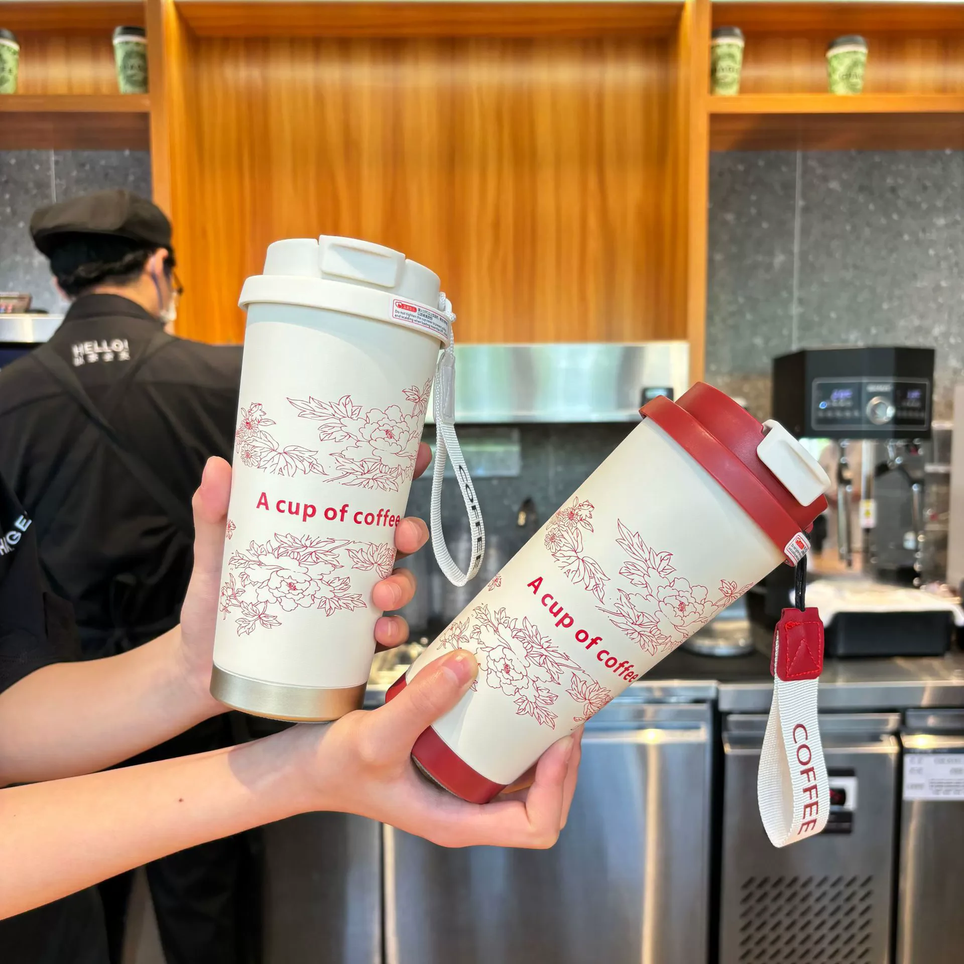 

500ml Stainless Steel Thermos Coffee Cup Leak-Proof Thermal Mug Vacuum Insulated Tumbler Travel Dual-Drink Straw Water Bottle
