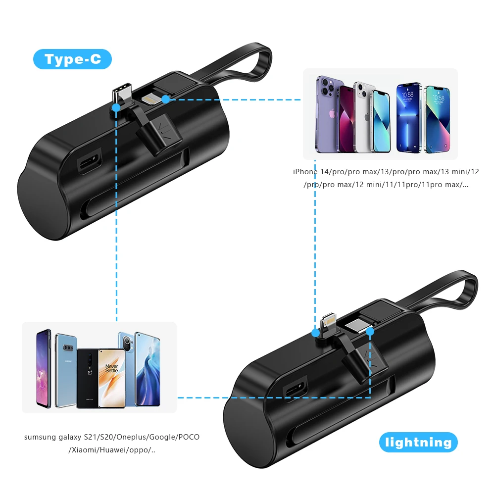 10000mAh Power Bank Built in Cable Mini PowerBank External Battery Portable Charger For iPhone Samsung Xiaomi Spare Power Banks