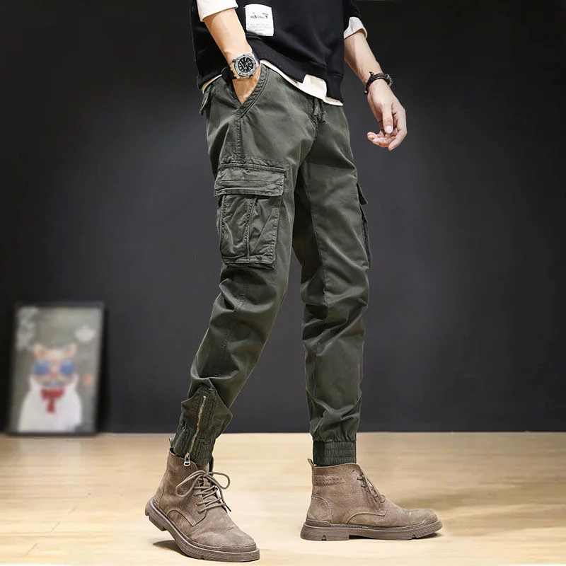 

Loose Fit Pure Cotton Work Trousers Men's Cargo Pants Harlan Sle Spring Autumn Wear Resistant Boots een Color