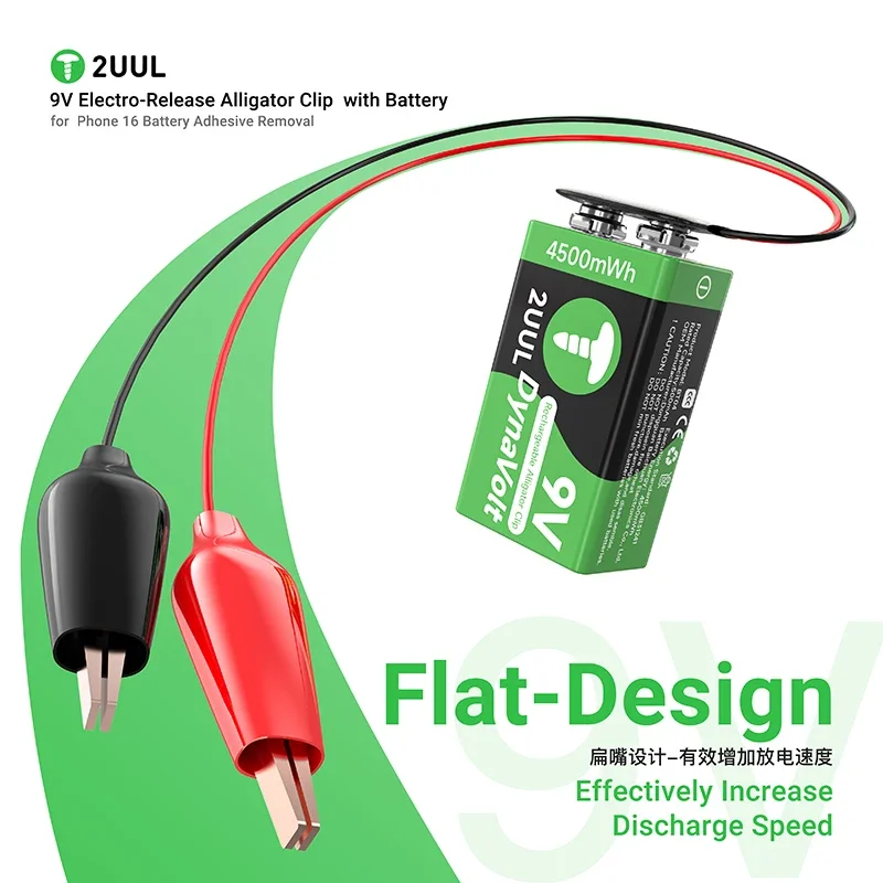

2UUL BT04 9V Electro-Release Alligator Clip with Battery for Phone 16 Battery Adhesive Removal Easy Battery Separation