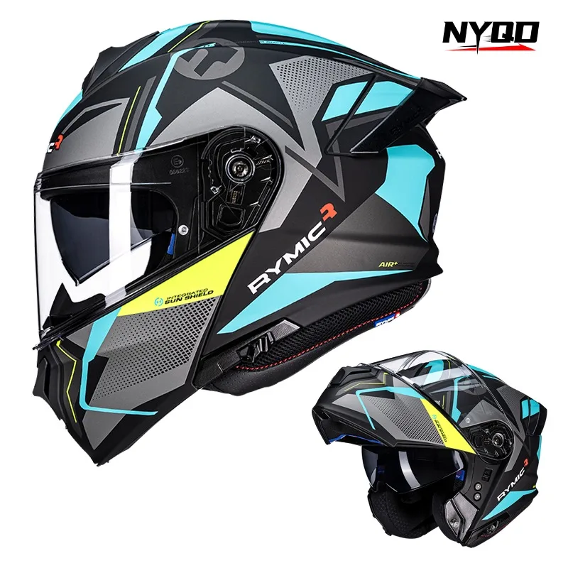 RYMIC Motorcycle Helmet Flip up Helmet Double Lens Capacete Motocross DOT ECE Certification Casco Racing Anti-Glare 헬맷