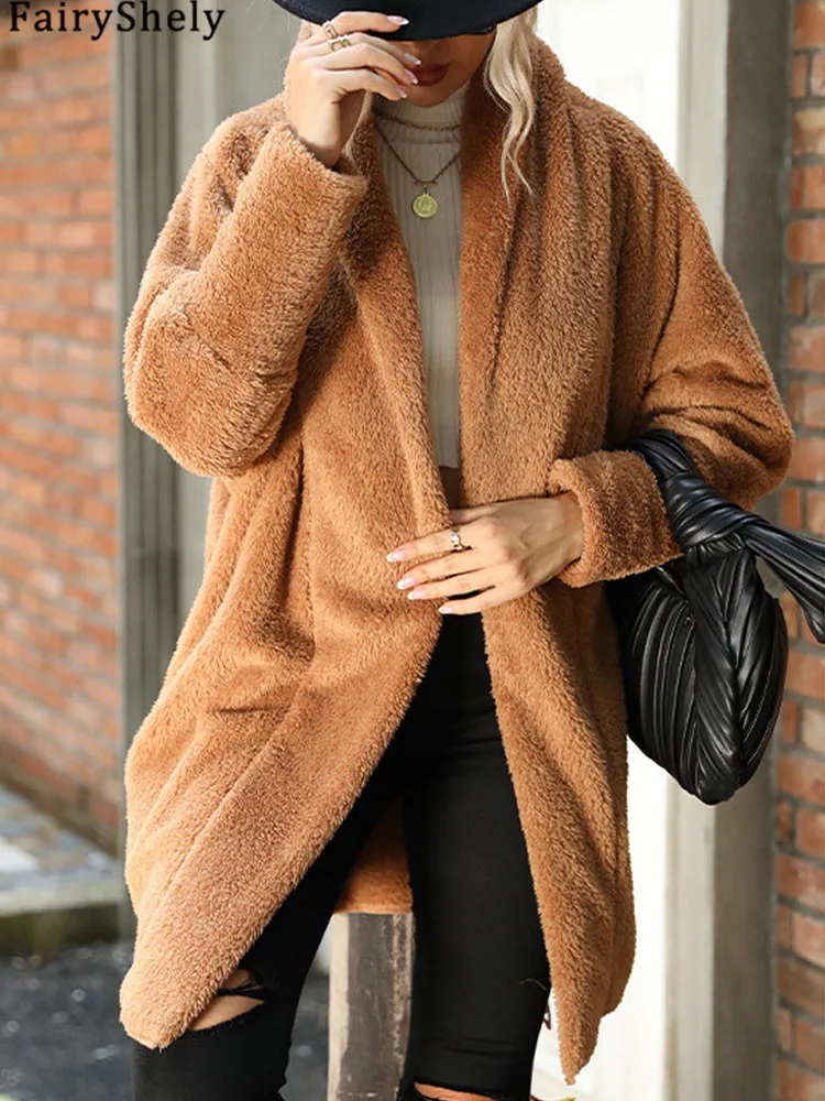 FairyShely 2026 Autumn Winter Women Long Sleeve Jacket Thick Plush