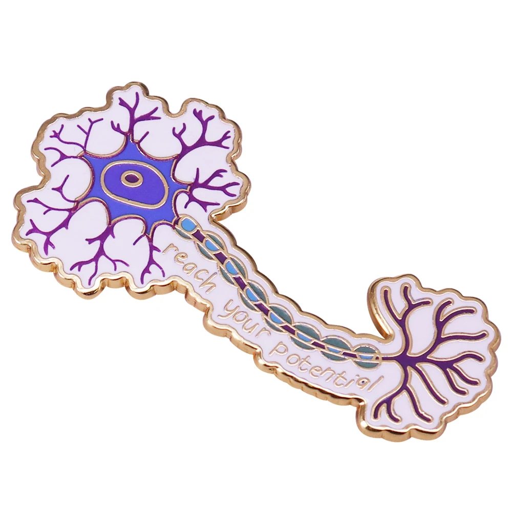 Neuron Reach Your Potential Enamel Nerve Cell Meme Brooch Jewelry Backpack Decorate Gifts for Biologists Neurologists