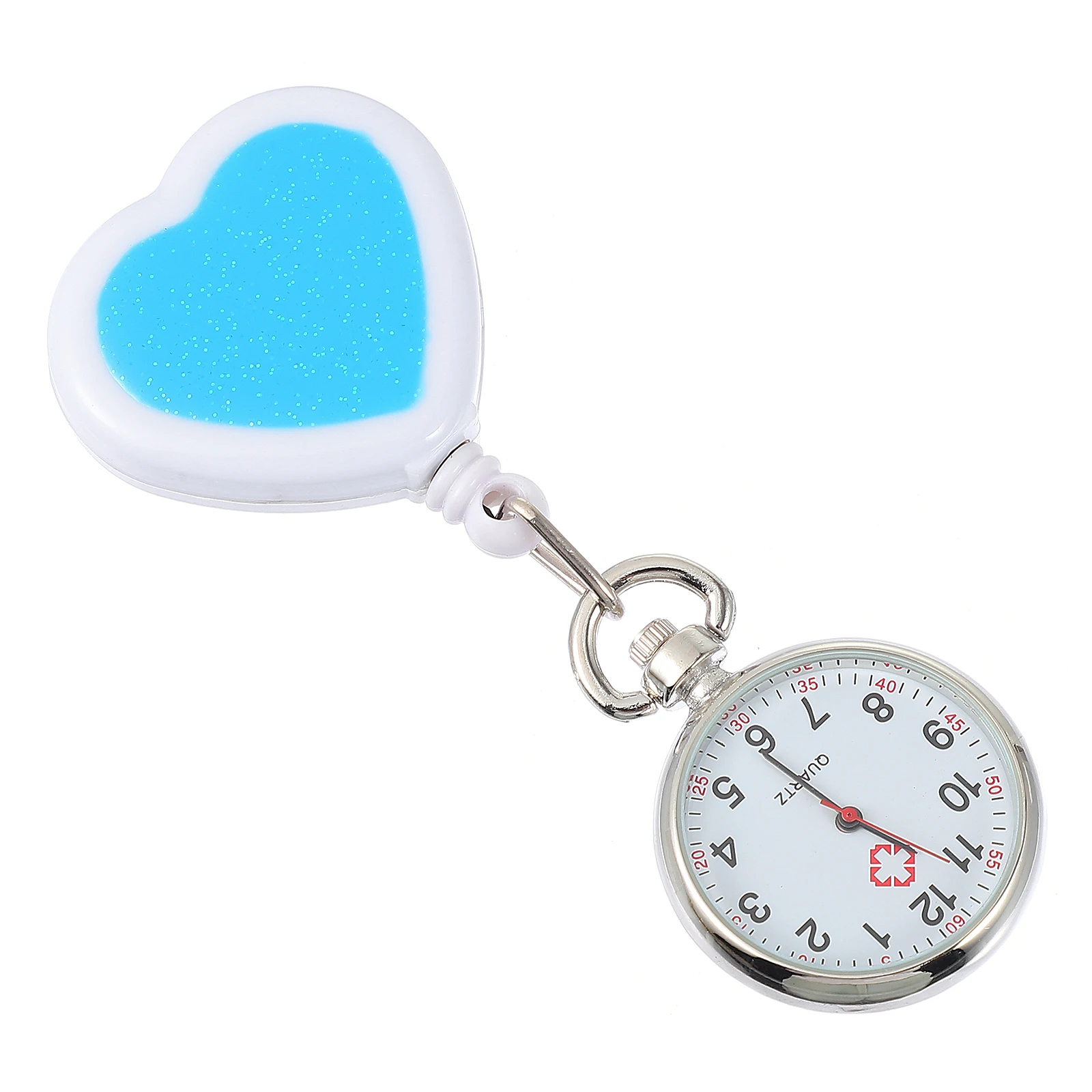 

1pc Quartz Watches Peach Heart Retractable Pocket Watch Nurse Doctor Student Green Alloy Glass Durability Accurate Timekeeping