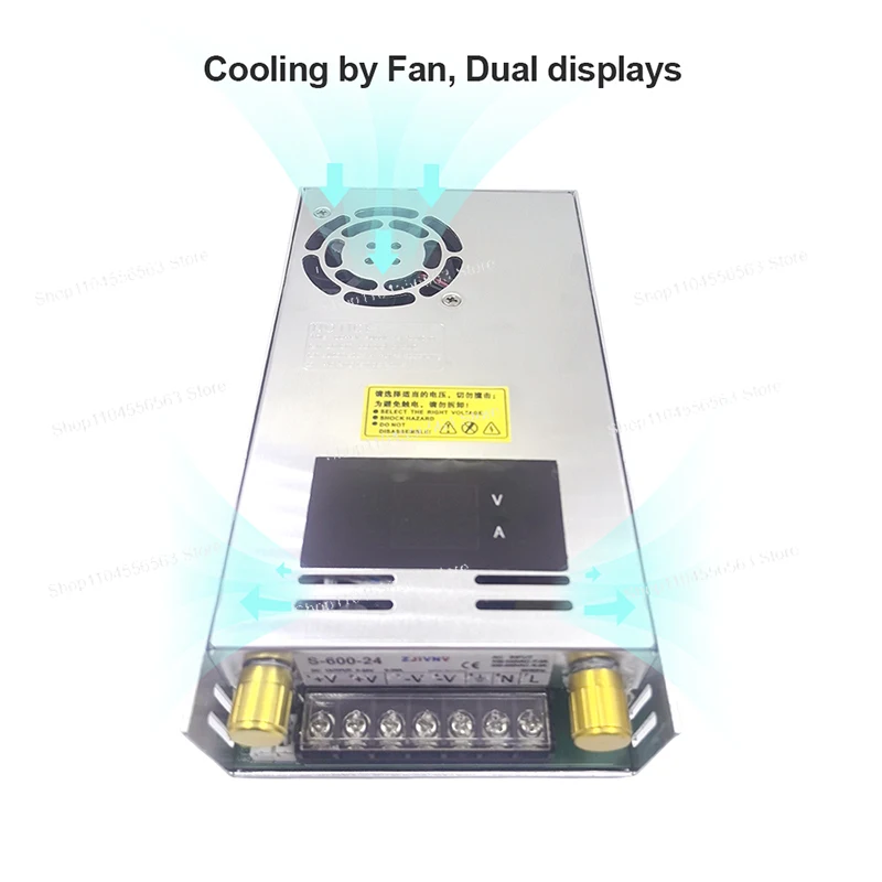 

600W Dual Digital DC Adjustable Switching Power Supply AC to DC Converter 0-12V 24V 36V 48V 60V 72V 80V S-600