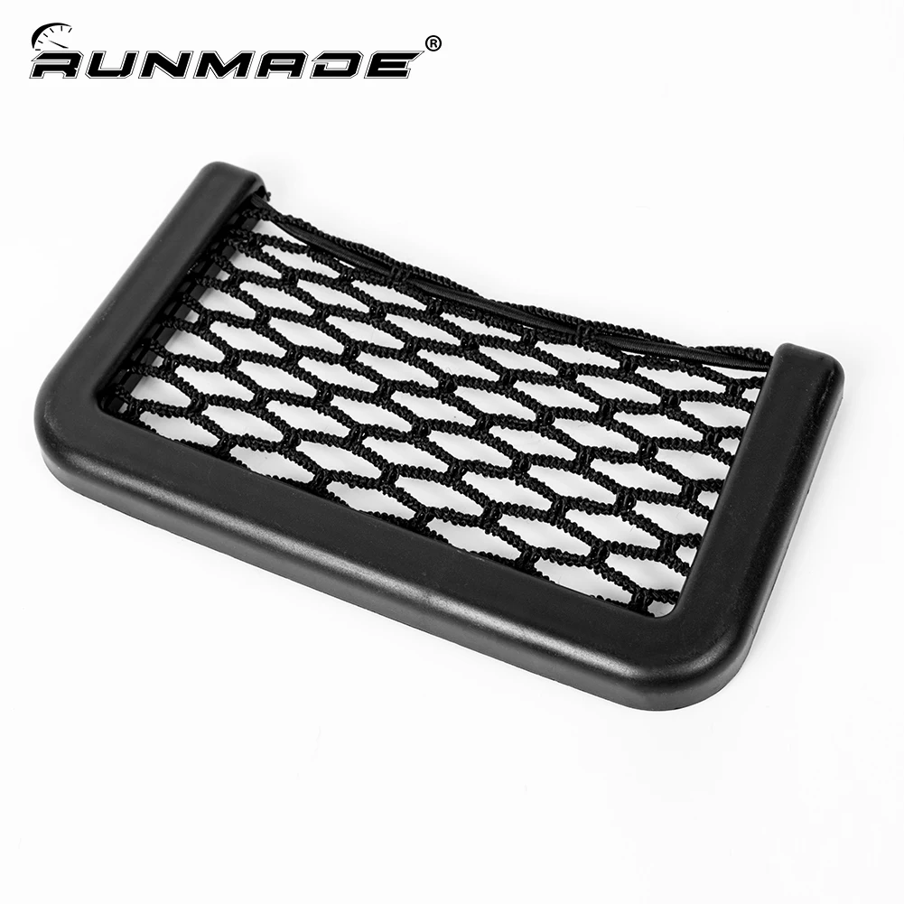 runmade Universal Multifunction Storage Tuck Net String Bag Phone Holder Ticket Pocket Black Car styling