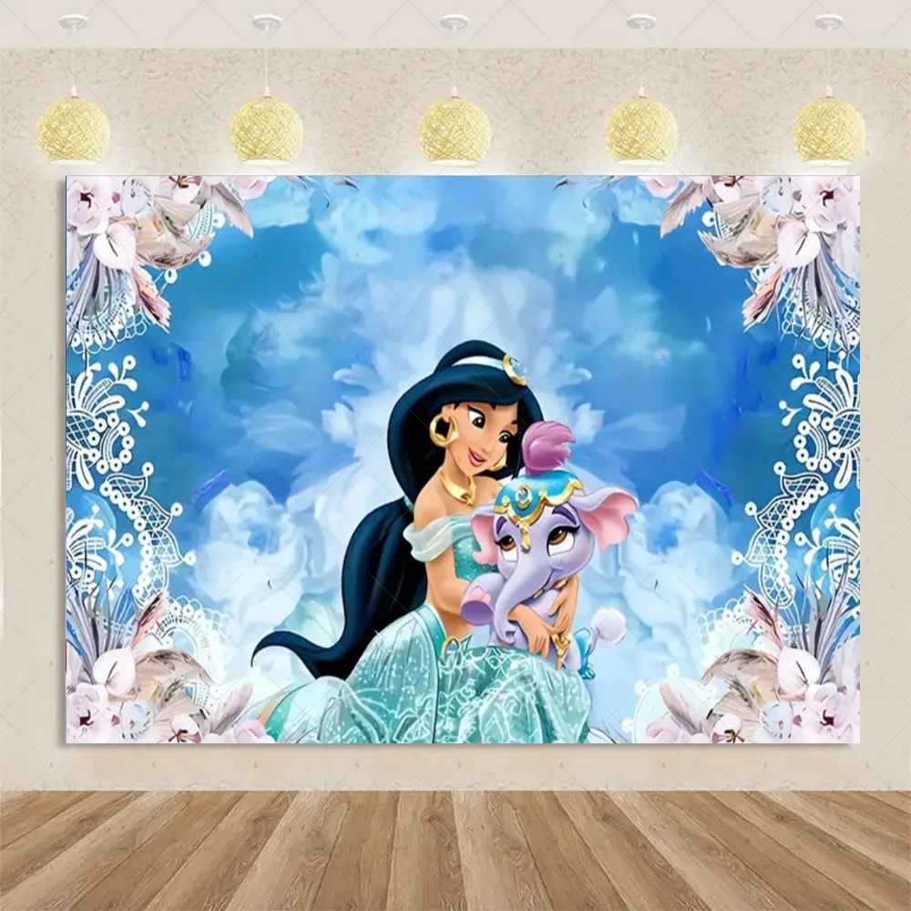 ديزني الياسمين الأميرة التصوير خلفية لوازم الكرتون علاء الدين خلفية راية عيد الفصح حفلة عيد ميلاد الديكور الدعائم