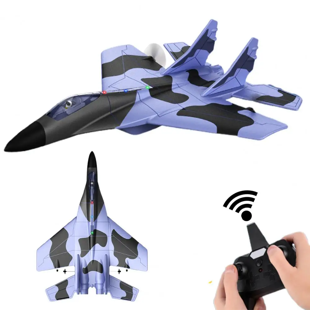 Remote Control Airplane Toy Beginner Flying Plane with LED Light 2.4GHz RC Jet Fighter Boy EPP Foam Aircraft Glider Model Toy