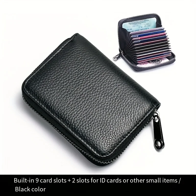 كيس بطاقات مكون من قطعة واحدة |   محفظة مقاومة RFID مناسبة لكل من الرجال والنساء |   فتحة متعددة، تصميم رفيع للغاية مع سحاب للإغلاق