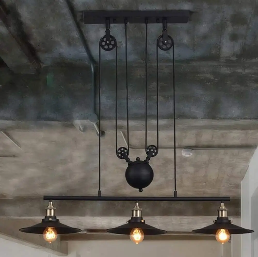 Artistic Pendant Light with 3 Lights in Pulley Block Design Morden Simple Home Ceiling Light Fixture STB-303