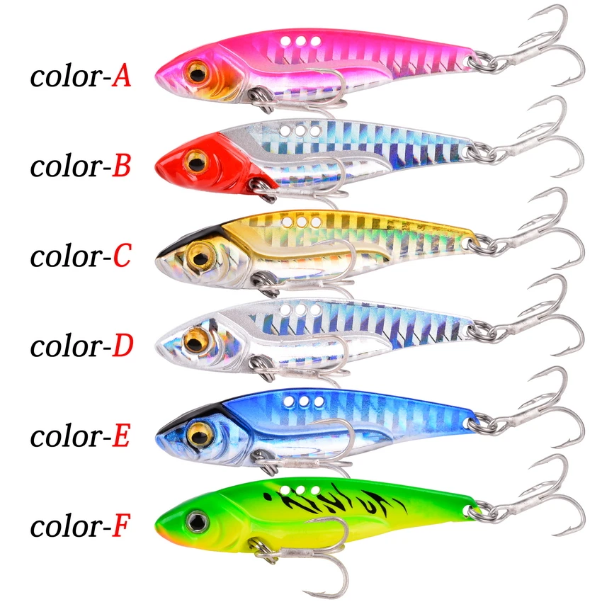 6pc Long Shot 3D Eyes Metal Vib Blade Lure 7/10/12/15/18/25G Sinking Vibration Baits Artificial Vibe for Bass Pike Perch Fishing