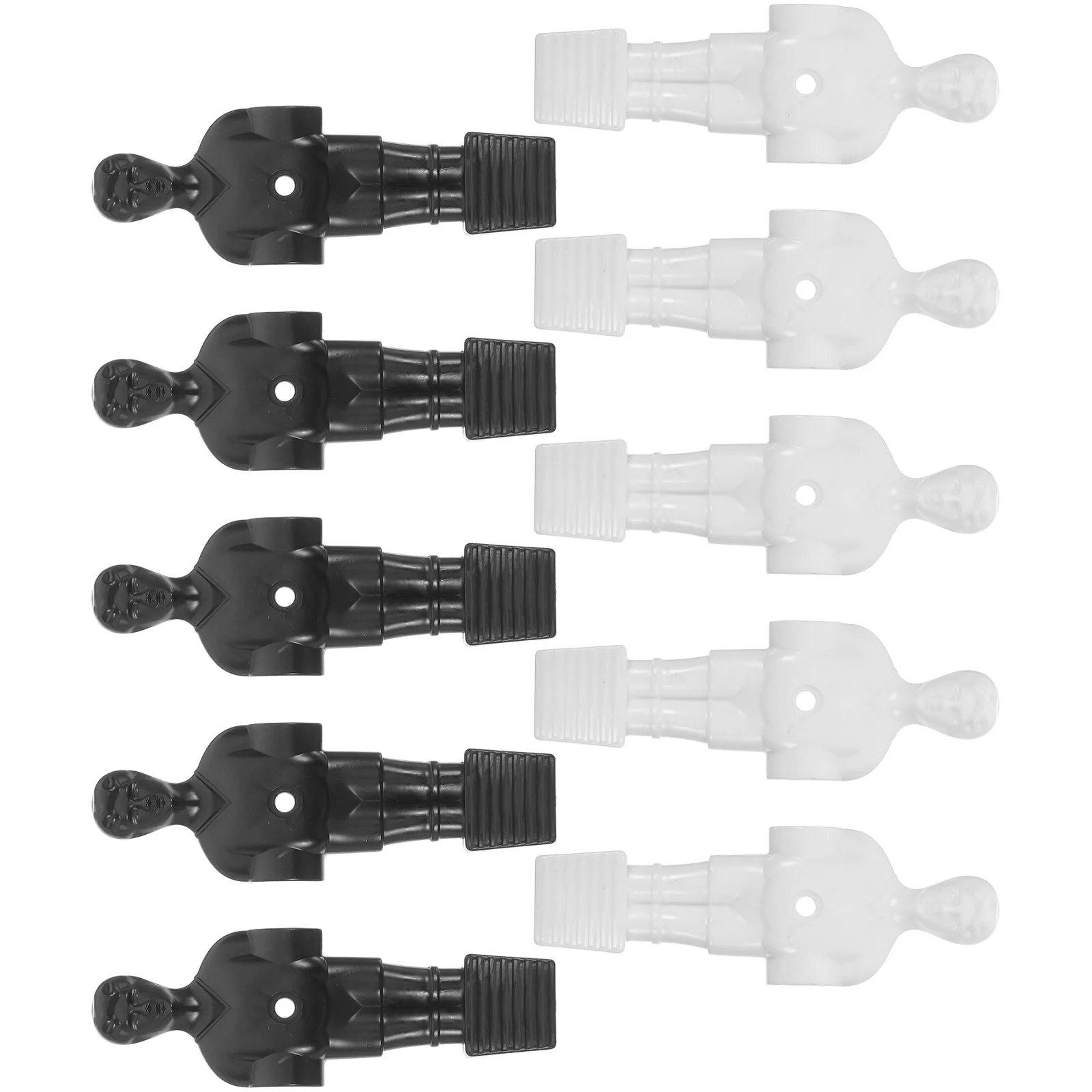 10 قطع من قطع غيار لاعب كرة القدم لطاولة كرة القدم مع أذرع متينة من البلاستيك لكرة القدم الصغيرة للرجال باللون الأبيض والأسود لطاولة كرة القدم