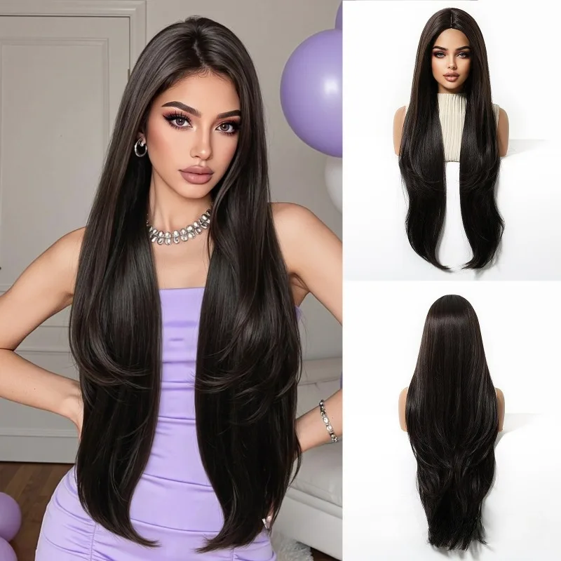 

32 Inch Wig, Female Full Head Cover, Slightly Curled, Long Straight Hair，Natural Hair for Cosplay Parties, Daily Wear