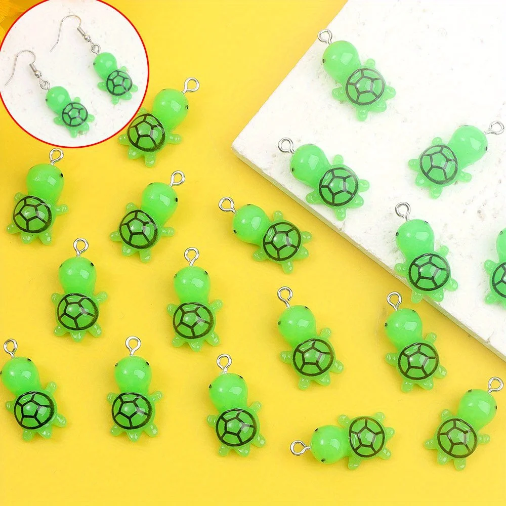 

3/6/12pcs Resin Green Turtle Shaped Pendant, Used for DIY Bracelets, Necklaces, Earrings, Anklets, Decorative Accessories