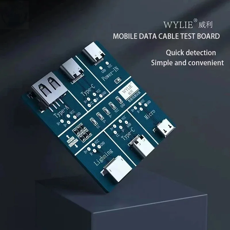 WYLIE USB-C Data Cable Detection Board USB Cable Tester For iPhone Android Type-C Short Circuit On-Off Switching Test Board Tool