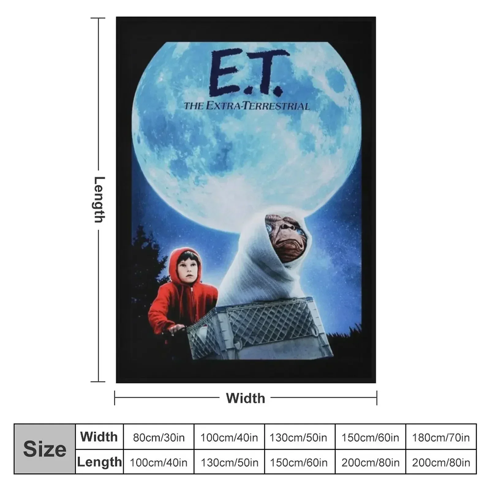 E.T. The Extra Terrestrial (1982) Movie Classic . Throw Blanket couch cozy soft plush fuzzy picnic outdoor blanket
