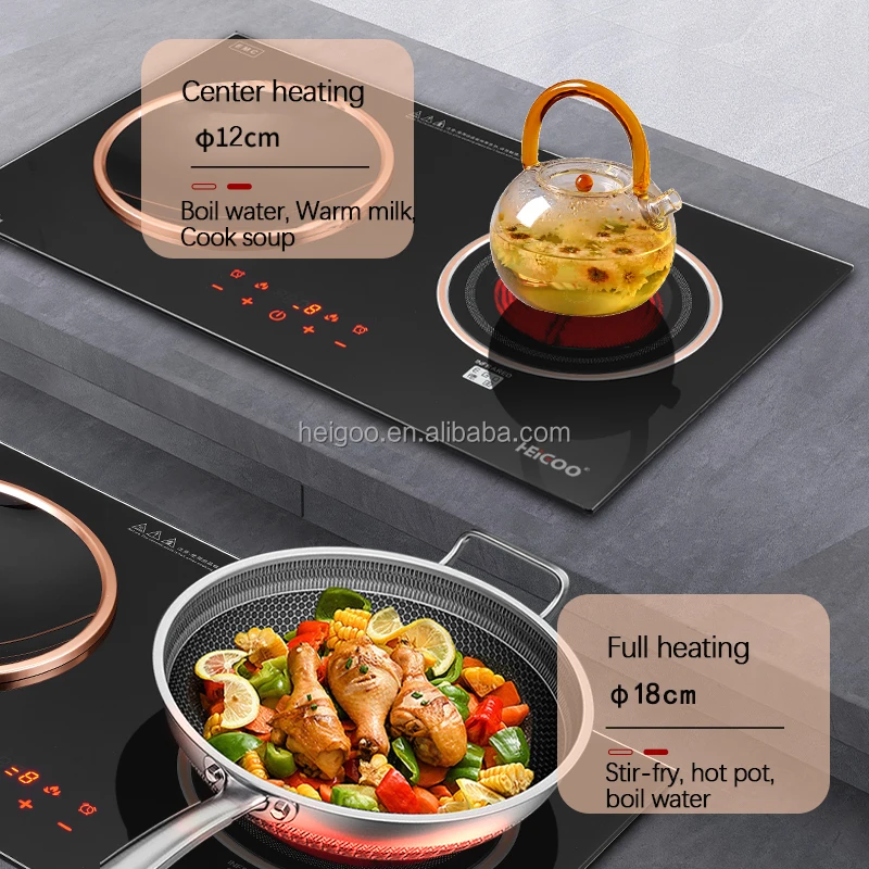 

2 Burners Multi Function Electric Cooktops Concave Wok IH Induction Cooker Vs Infrared Cooker Pot Stove With Timer In Kitchen