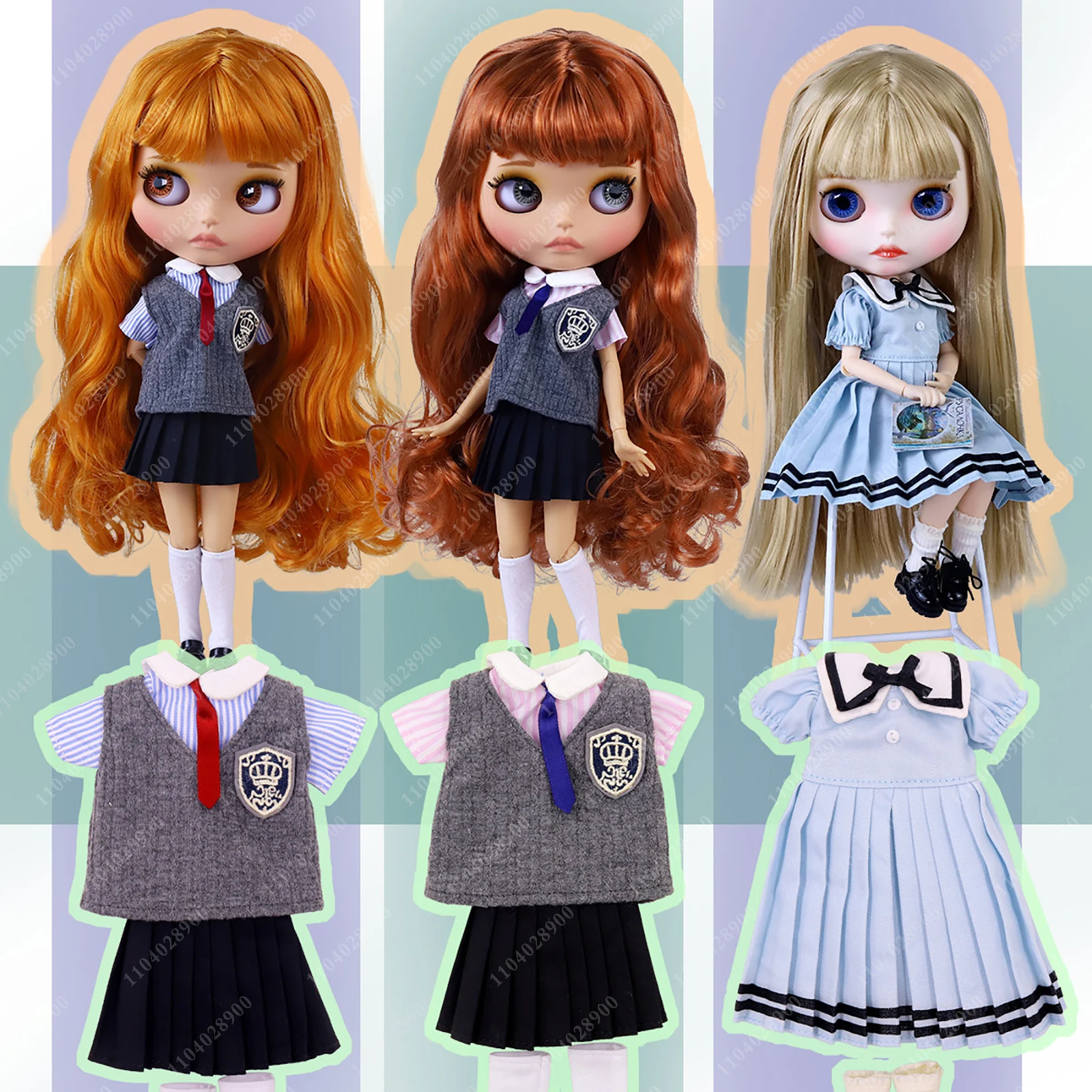 

ICY DBS Blyth Doll 30cm British Preppy Style Campus Girl Pleated Skirt Tan Skin Matte Face 19 Joints Doll Girls Festival Gifts
