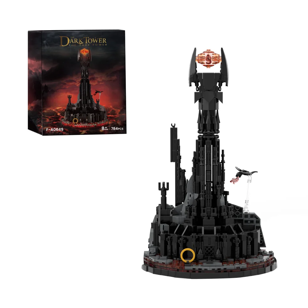 MOC cincin Film Model Eye of Sauron, mainan anak dekorasi meja bata bongkar pasang, blok bangunan Magic gasle on Book Puzzle