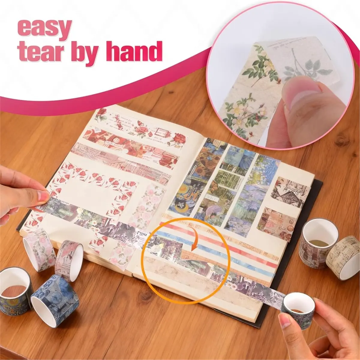 【AT48】 NEW 24 Rolls Vintage Washi Tape Set, Floral Decorative MaskingTape for Scrapbooking Supplies,Junk Journal
