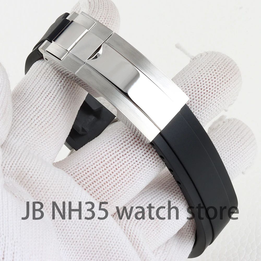 40mm Black /Sliver Ceramic Bezel Watch Case Sapphire Glass Rubber Strap For NH35 NH36 NH38 Movement 28.5mm Dial Yacht-master