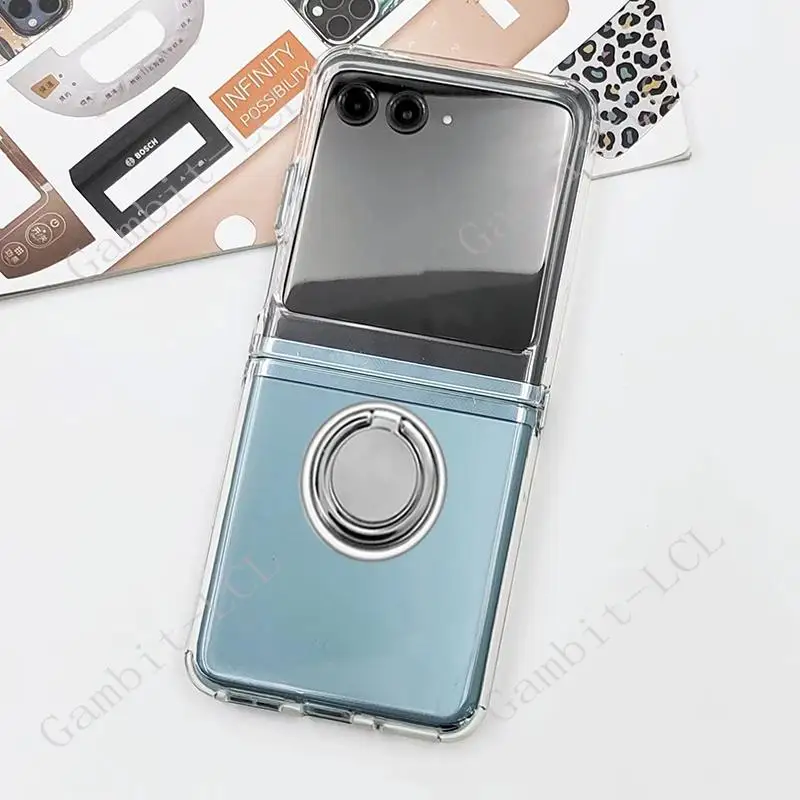 For Motorola Razr 50 Ultra Razr+ Plus 2024 Razr5 Gen4 Back Ring Holder Bracket Phone Cover TPU Soft Silicone Case On 50 Ultra