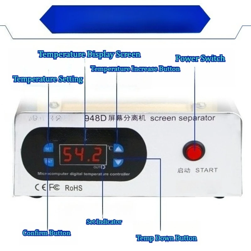

Mobile Screen Separator 948D Screen Dismantling Machine Preheating Table Digital Display Built-in Vacuum Pump LCD Touch Screen