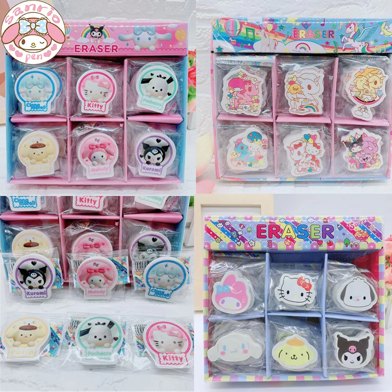 sanrio cartoon eraser kuromi melody pochacco styling material escolar primario papelaria premios presente requintado atacado 30 pcs 01