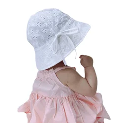 New Summer Panama Baby Sun Hat Outdoor Baby Girls Hat Lace Bowknot Cotton Baby Hat Kids Sun Caps Toddler Sunscreen Cap