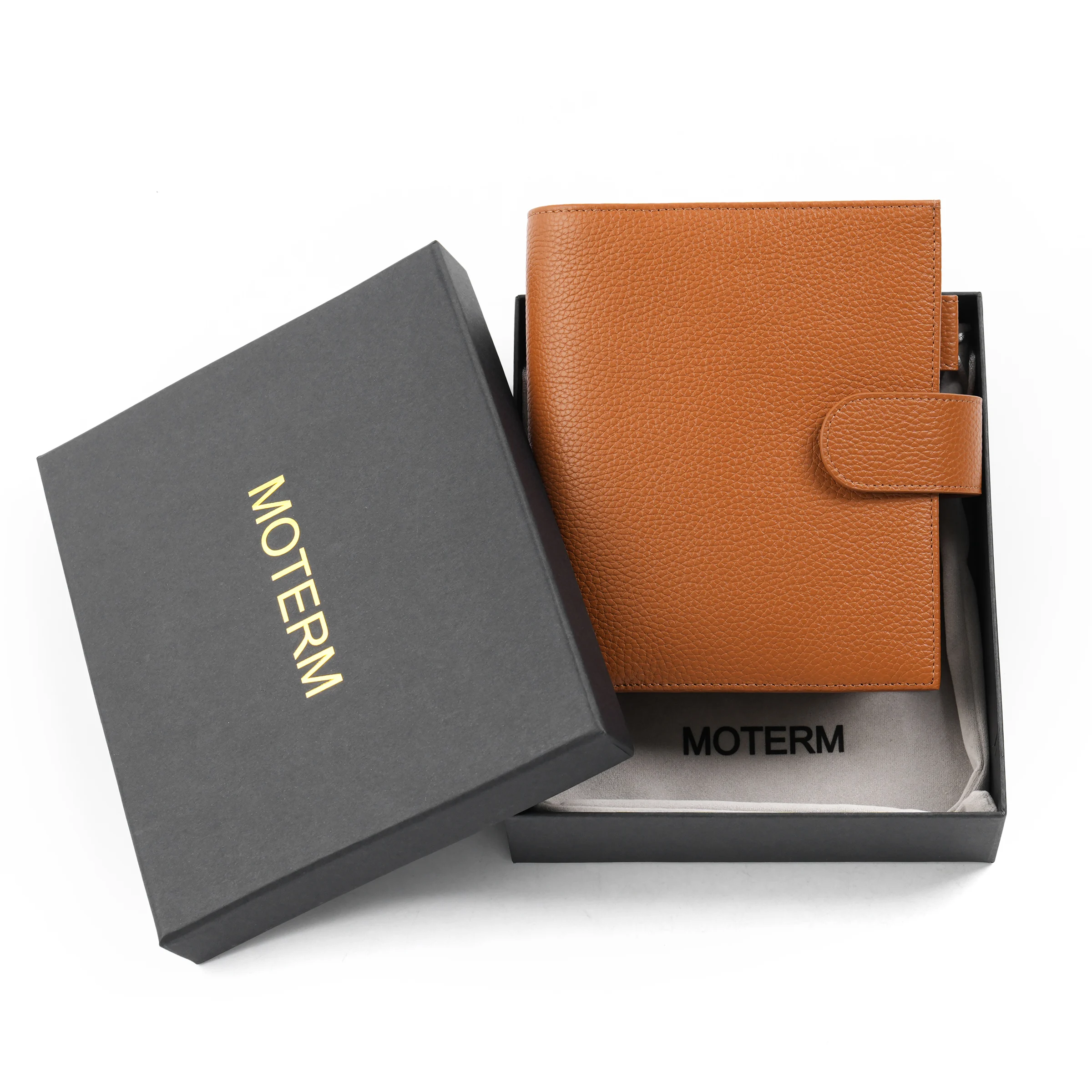 Moterm A6 Size Luxe Rings Planner with 30 MM Rings Binder Genuine Pebbled Grain Leather Notebook Diary Agenda Organizer Journal