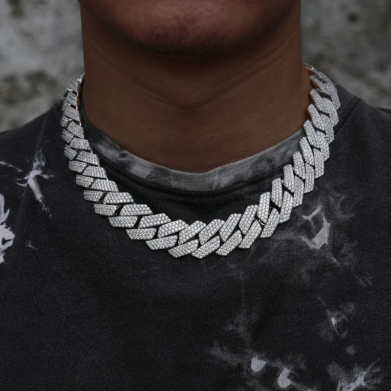 10/14/18/20mm wide Hip Hop 5A+ CZ Stone Bling Ice Out Rhombus Cuban Link Chain Necklace for Men Rapper Jewelry Drop Shipping