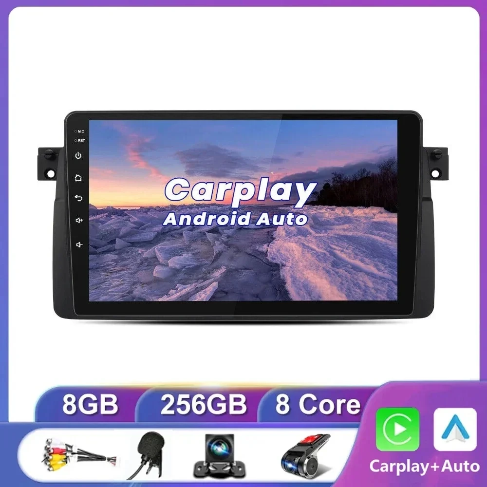 

2Din Android 14 Car Radio Multimedia Video Player For BMW E46 M3 318/320/325/330 1998-2005 2006 Navigation Head Unit DSP RDS