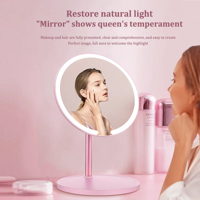 1200 mah LED Makeup Mirror 3 Color Light Adjustment Light Up at a Touch Ultra Long Endurance Tray Storage Table Vanity Mirror
