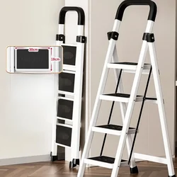 3-Step Folding Ladder Sturdy Steel Frame Wide Anti-Slip Pedal 500 lbs Capacity Convenient Handgrip for Home and Kitchen